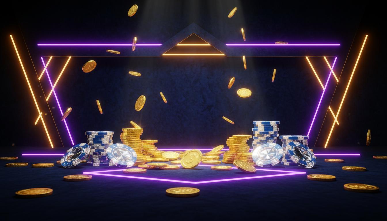 Rainbet casino welcome bonus promotion with golden chips and coins
